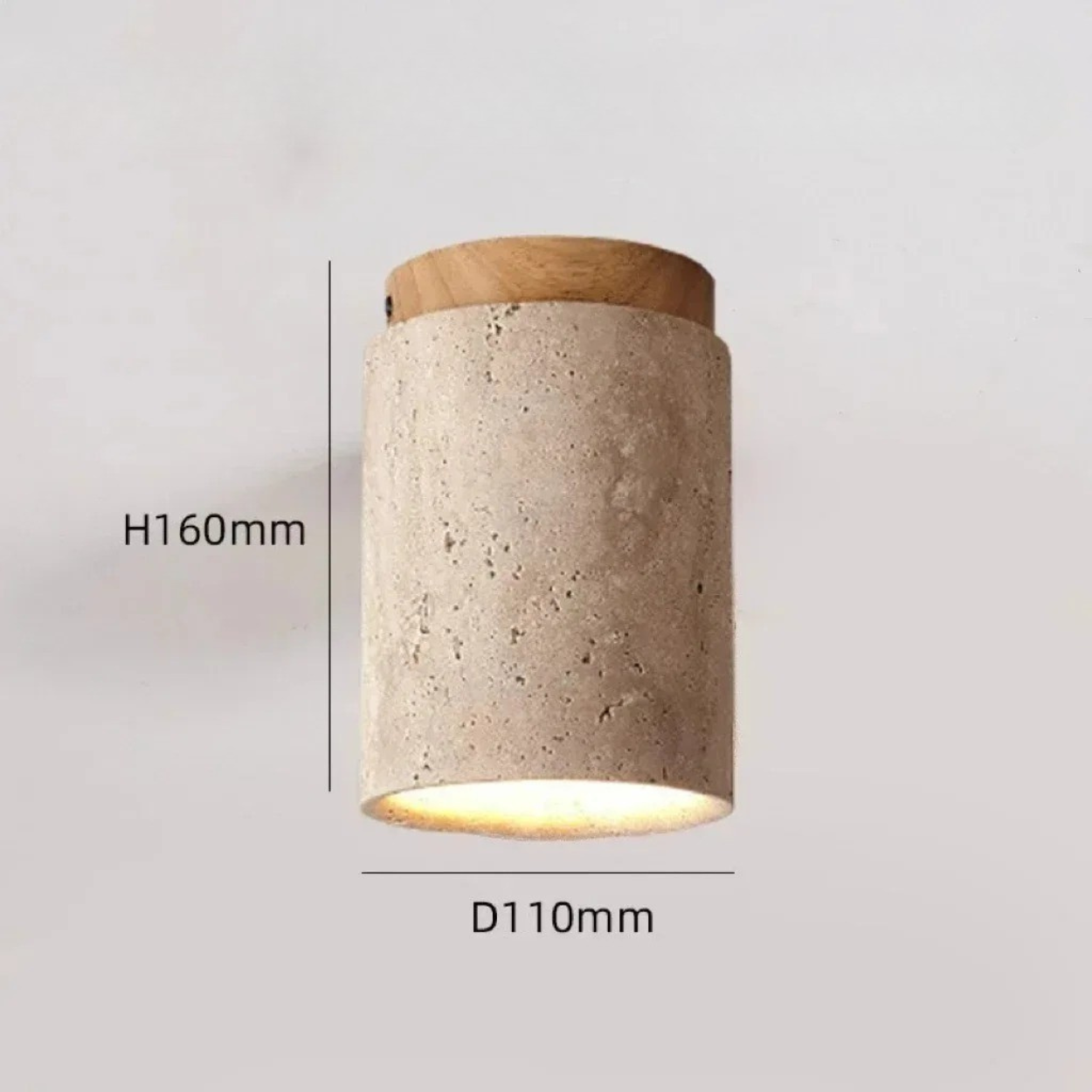 Plafonnier En Bois Et Pierre - 16cm