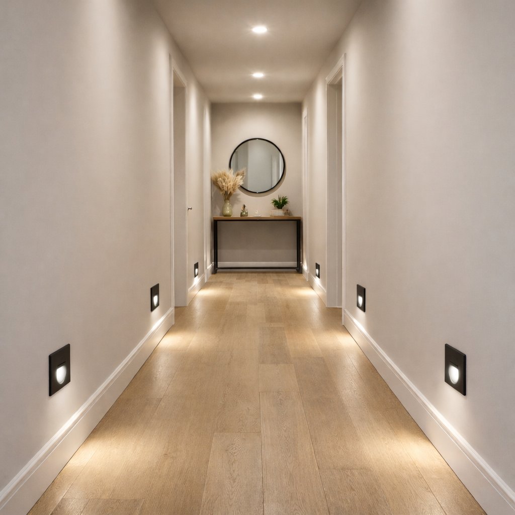 Applique Encastrée Carré 80mm - Noir