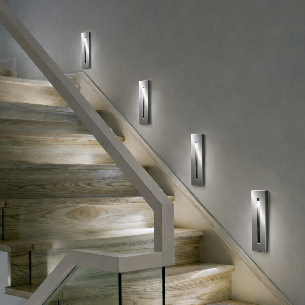 Applique Encastrée Rectangle Détecteur - Argent Brossé