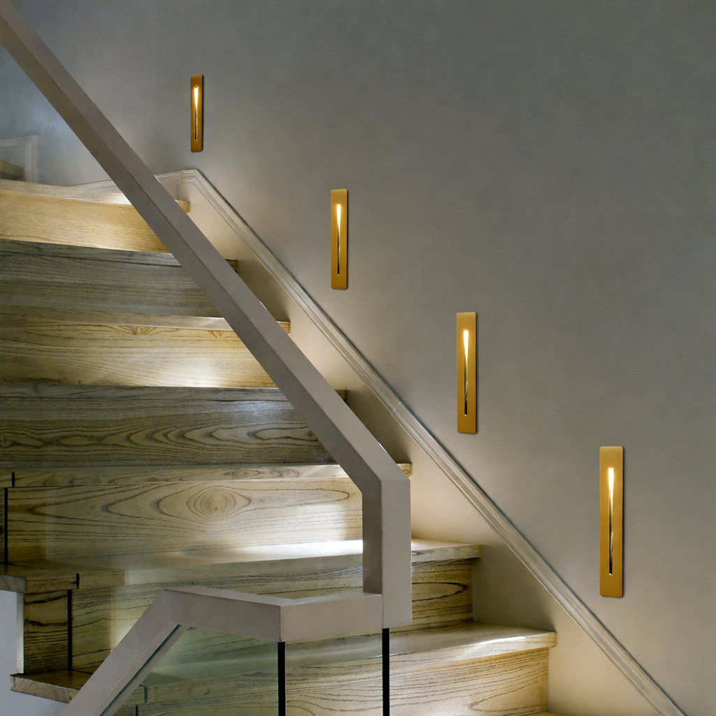 Applique Encastrée Rectangle Détecteur - Or Brossé