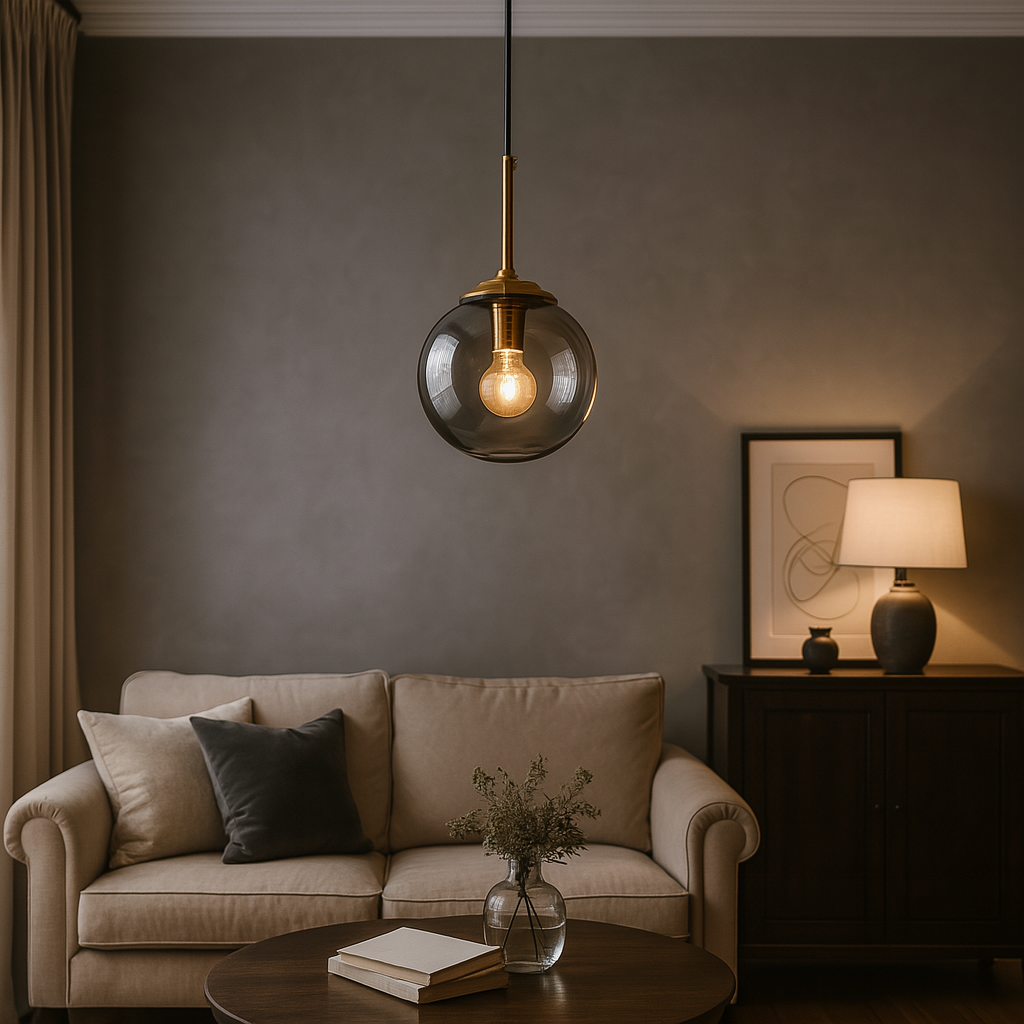 Boule Suspension Luminaire - Verre Noir