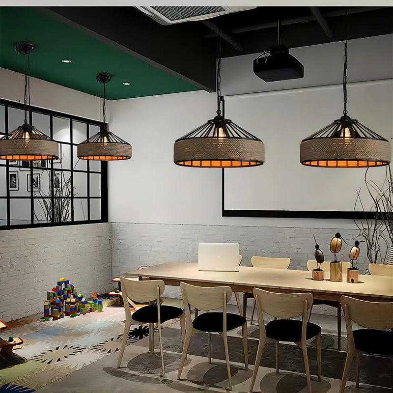 Pendant Light - Metal &amp; Hemp