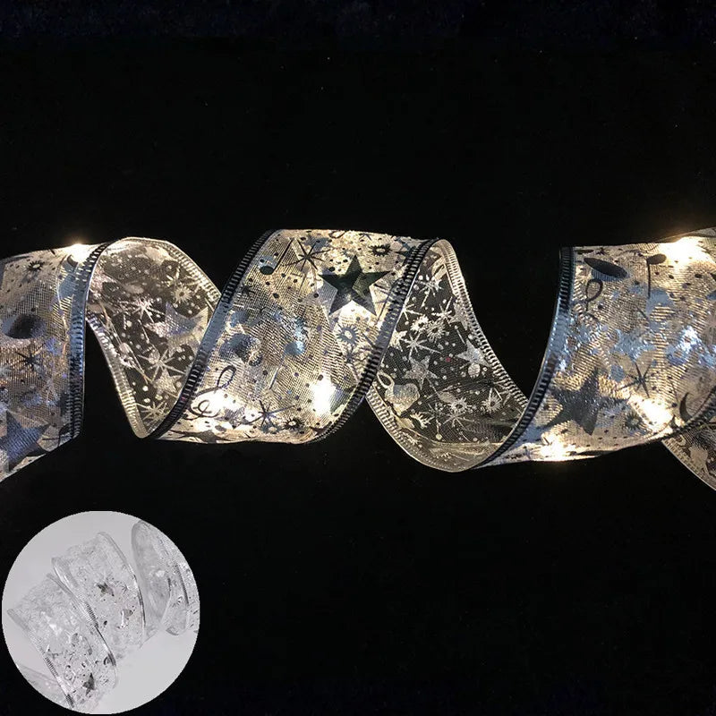 Guirlande Ruban Argenté - Blanc Chaud