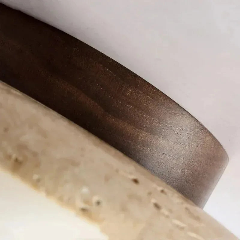 Plafonnier En Bois Et Pierre - 10cm