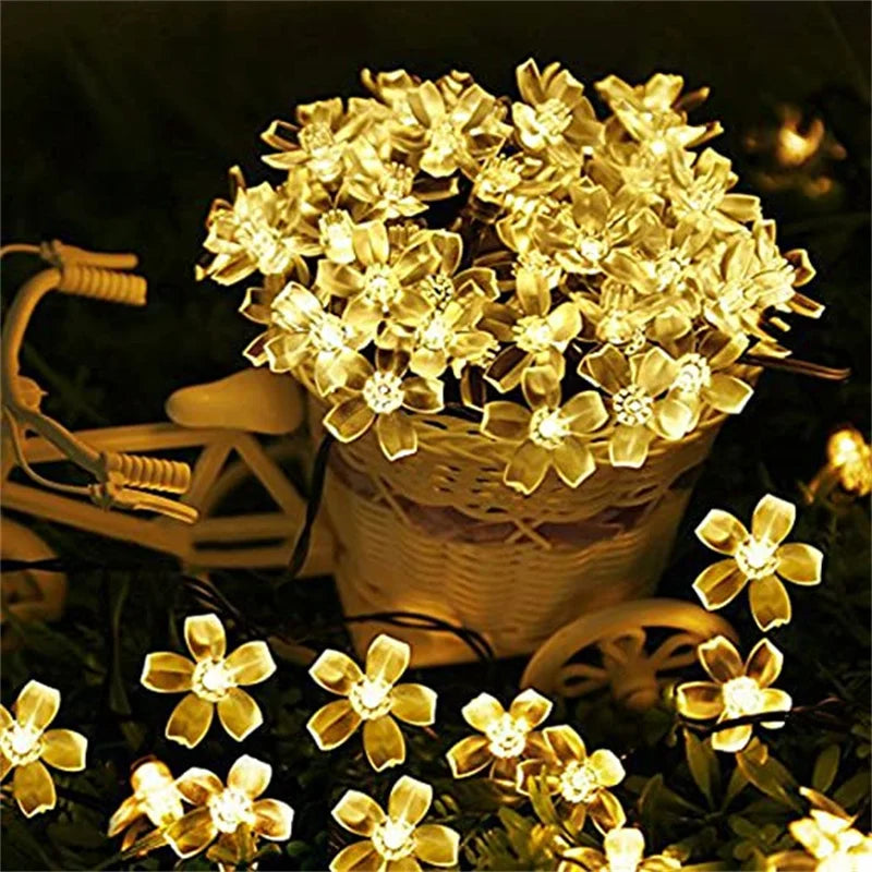 Guirlande Florales Solaire Extérieur - Blanc Chaud