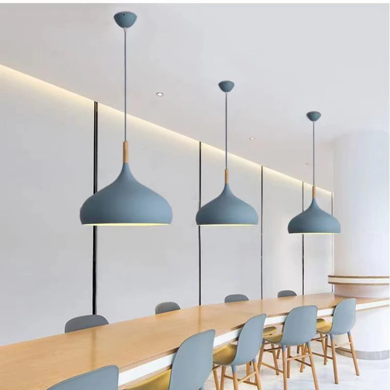 Wooden Pendant Light - Blue