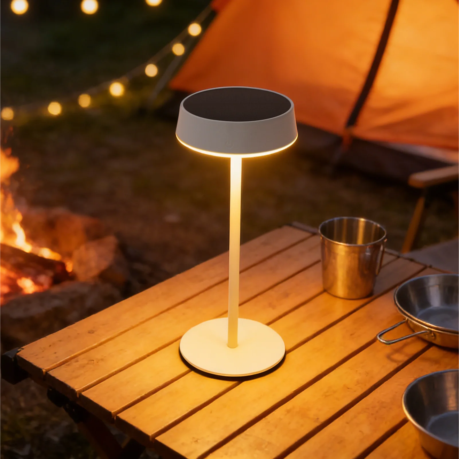 Lampe Solaire En Métal - Blanc