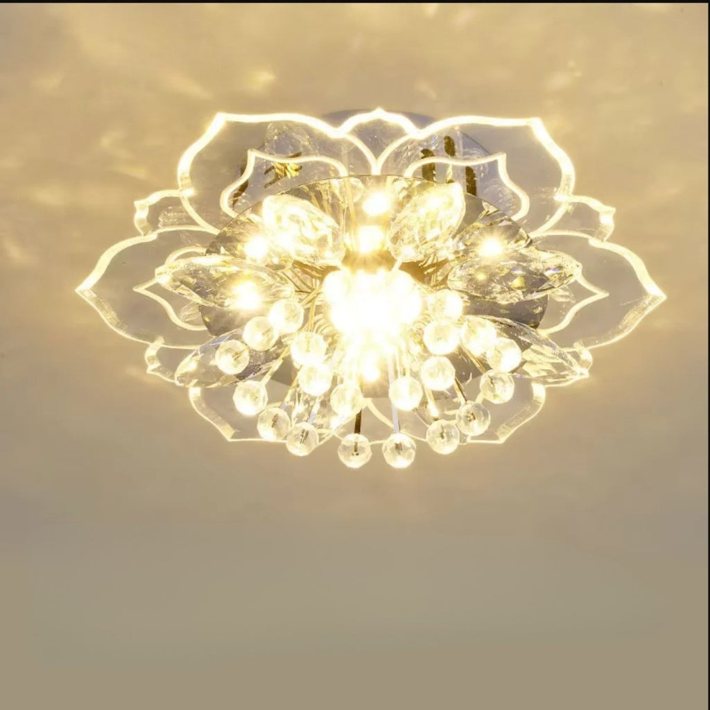 Glass Flower Light Fixture - Warm White