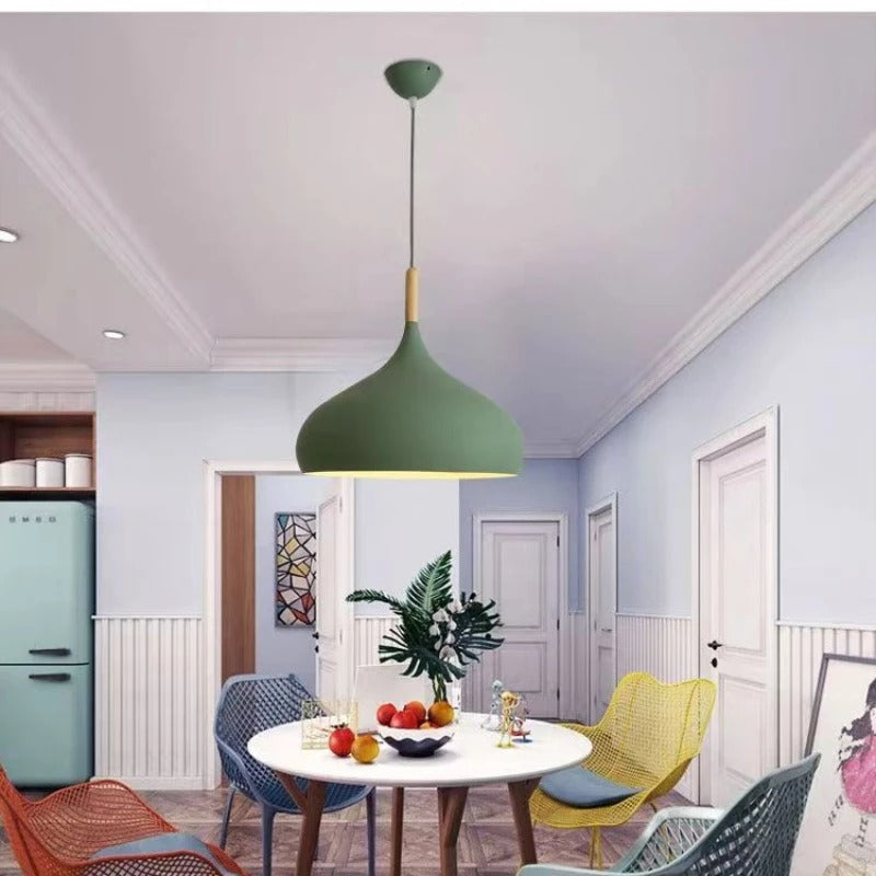 Wooden Pendant Light - Yellow